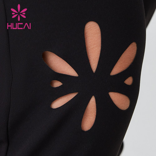 HUCAI OEM Women's Sports Pants Burnt Flower Craftsmanship Slimming Sportswear Manufacturer