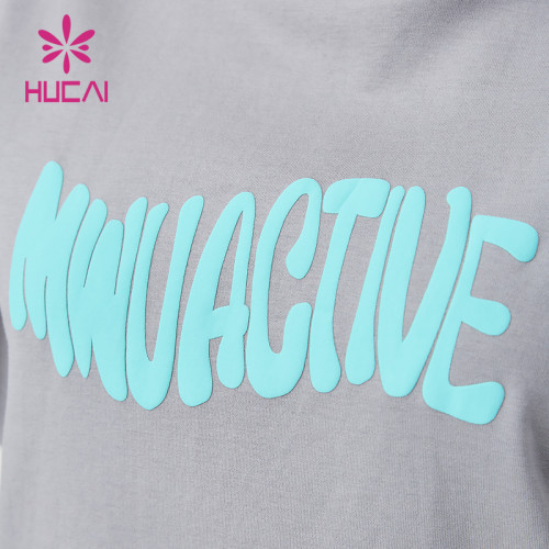 HUCAI ODM Fitness T-shirt Foam 3D Printed Logo Women's Sports Short Sleeve Manufacturer