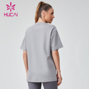 HUCAI ODM Fitness T-shirt Foam 3D Printed Logo Women's Sports Short Sleeve Manufacturer