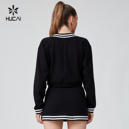 HUCAI OEM Classic College Style V-neck OVER SIZE Short Hoodie Sportswear Manufacturer