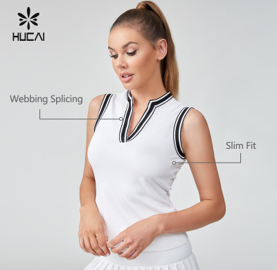 HUCAI OEM Classic Slim Fit Webbing Splicing Golf Vest Top Sportswear Manufacturer