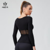 HUCAI OEM Splicing Mesh Waist Cinching Tight Fitting Sports Tops Sportswear Manufacturer