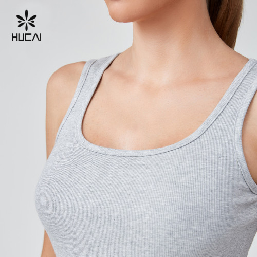 HUCAI OEM Three Dimensional Cut Hem Mid Length Vest Top Casual Sportswear Manufacturer