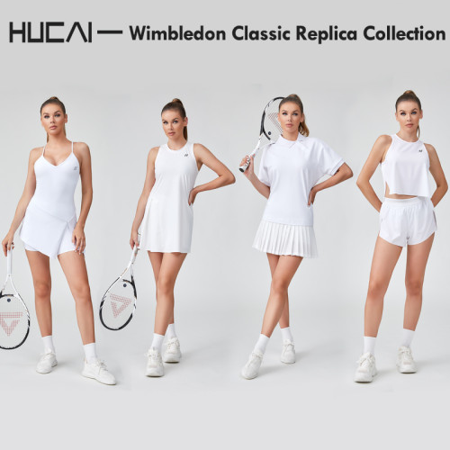 HUCAI Sportswear Manufacturer | Splicing Pleated Fabric A-line Tennis Shorts Supports OEM, ODM