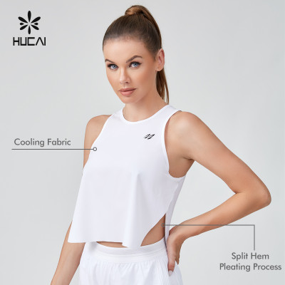 HUCAI Gym Wear Manufacturer | Splicing Pleated Fabric Women's Sports Vest Supports OEM, ODM