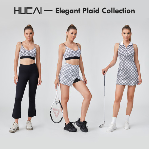 HUCAI Sportswear Supplier Support OEM Custom Logo Small Square Collar A-line Golf Vest Dress