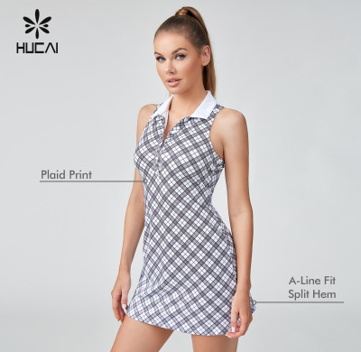 HUCAI Sportswear Supplier Support OEM Custom Logo Small Square Collar A-line Golf Vest Dress
