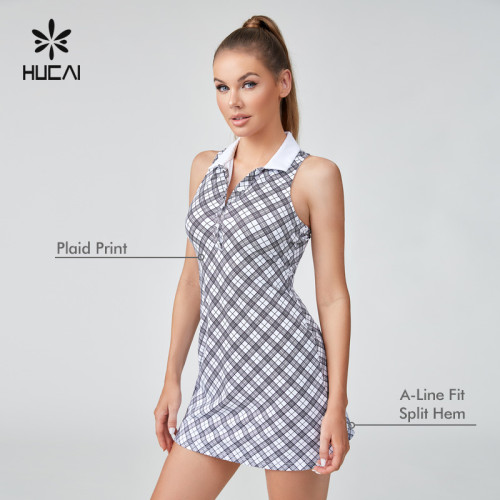 HUCAI Sportswear Supplier Support OEM Custom Logo Small Square Collar A-line Golf Vest Dress