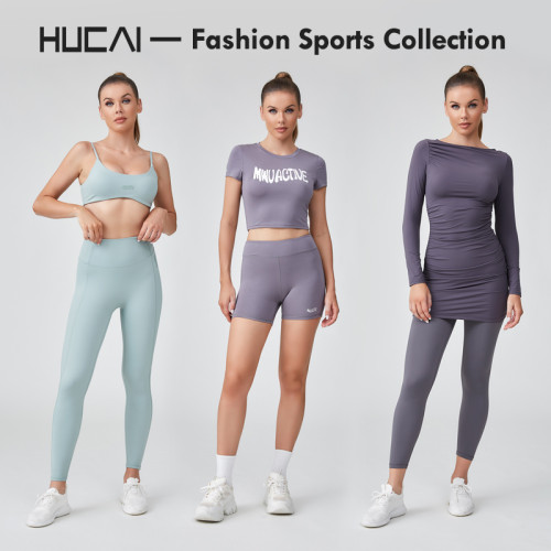 HUCAI Sportswear Manufacturer|Custom Modal Spandex Wavy Pattern Silk Screen Crop Gym T Shirt