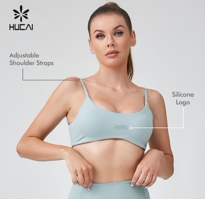HUCAI Sportswear Manufacturer|Custom Polyester Spandex Sexy Spaghetti Strap Yoga Sports Bra