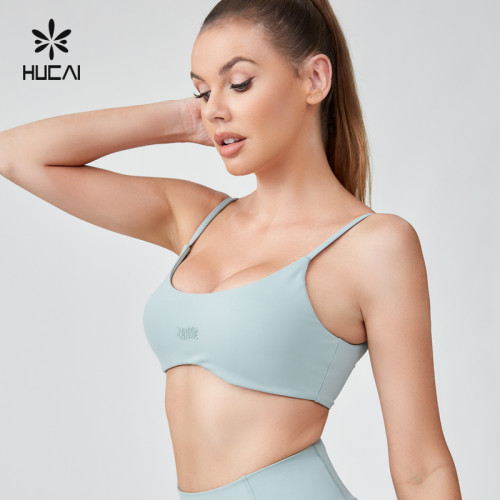 HUCAI Sportswear Manufacturer|Custom Polyester Spandex Sexy Spaghetti Strap Yoga Sports Bra