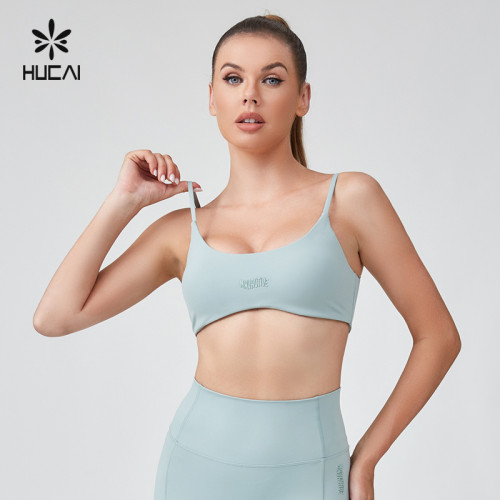 HUCAI Sportswear Manufacturer|Custom Polyester Spandex Sexy Spaghetti Strap Yoga Sports Bra