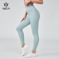 HUCAI OEM Fashionable and Slimming Leggings Design  Delicate Embroidery Yoga Clothes Manufacturer