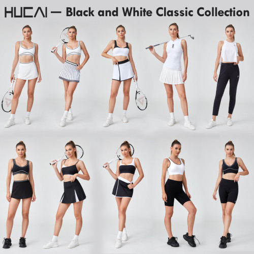 HUCAI Sportswear Manufacturer|Custom Streamlined Chest Cup Splicing Black Wrapped Yoga Bra