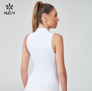 HUCAI Sportswear Manufacturer|OEM Polyester Spandex Silk Screen Logo Stand Collar Sports Tank Top
