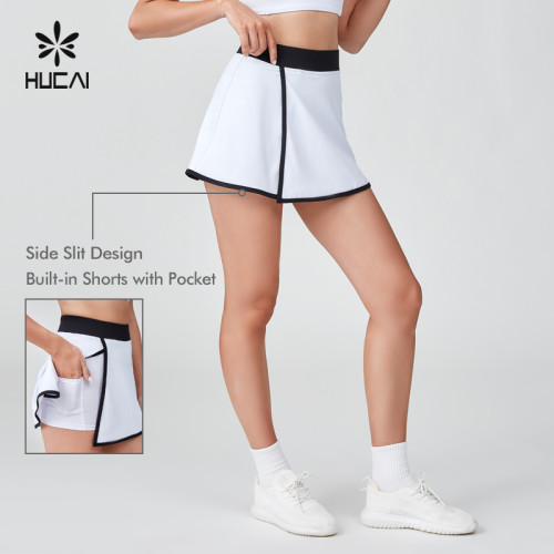 HUCAI Sportswear Manufacturer|OEM Polyester Spandex Split Hem A-line Sports Tennis Skirt