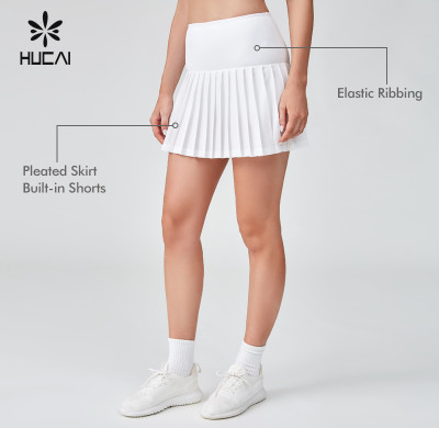 HUCAI Sportswear Manufacturer|Custom High Waist A-line Sports Pleat Tennis Golf Skirt