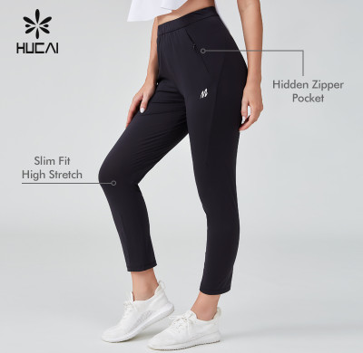 HUCAI Sportswear Manufacturer|Custom Leggings Elastic Waist Silk Screen Hidden Pocket Yoga Pants