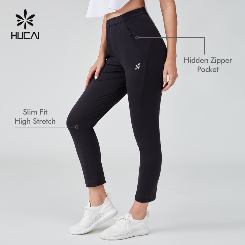 HUCAI Sportswear Manufacturer|Custom Leggings Elastic Waist Silk Screen Hidden Pocket Yoga Pants