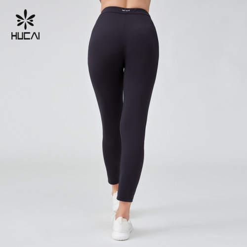 HUCAI Sportswear Manufacturer|Custom Leggings Elastic Waist Silk Screen Hidden Pocket Yoga Pants