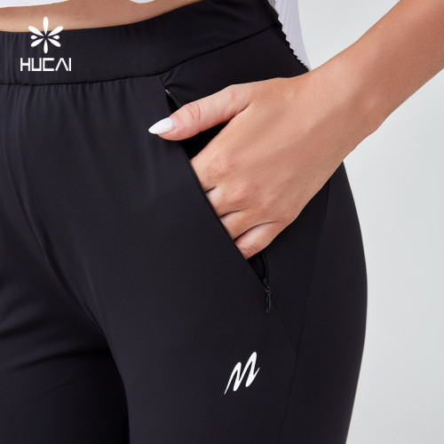 HUCAI Sportswear Manufacturer|Custom Leggings Elastic Waist Silk Screen Hidden Pocket Yoga Pants