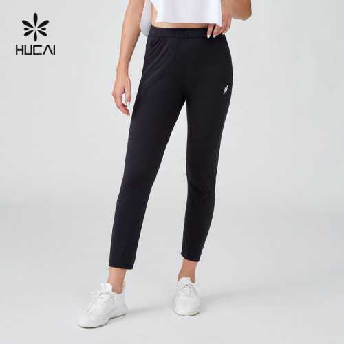 HUCAI Sportswear Manufacturer|Custom Leggings Elastic Waist Silk Screen Hidden Pocket Yoga Pants