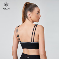 HUCAI ODM Sports Bras Contrast Stitching Topline Open Back V Neck Sportswear Manufacturer