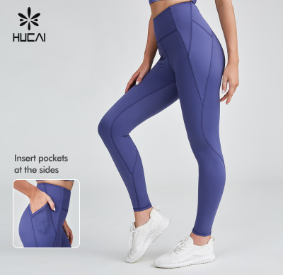 HUCAI Custom Fit Sporty Leggings Custom Women Yoga Pants With Pockets Clothing Manufacturer