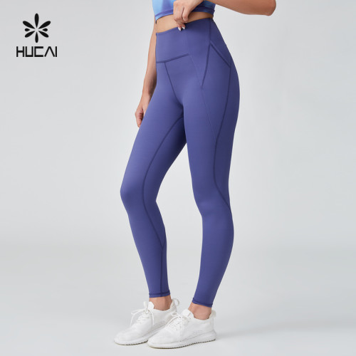 HUCAI Custom Fit Sporty Leggings Custom Women Yoga Pants With Pockets Clothing Manufacturer