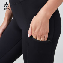 HUCAI Sportswear Manufacturer|Polyester Spandex High Waist Zipper Pocket Sports Yoga Pant