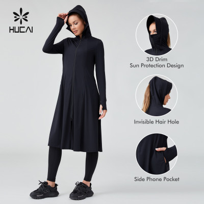 HUCAI Sportswear Manufacturer|Women Modest Long Sun Protection Outdoor Running Jacket