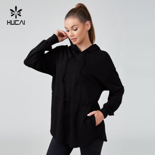 HUCAI Sportswear Manufacturer|Drawstring Waist Muslim Oversized workout Sports Long Hoodie