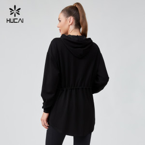 HUCAI Sportswear Manufacturer|Drawstring Waist Muslim Oversized workout Sports Long Hoodie