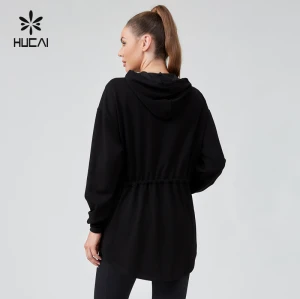 HUCAI Sportswear Manufacturer|Drawstring Waist Muslim Oversized workout Sports Long Hoodie