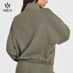 HUCAI Custom Wrap-front Sports Hoodie with Elasticated Waistband China Supplier