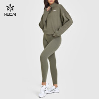 HUCAI Custom Wrap-front Sports Hoodie with Elasticated Waistband China Supplier