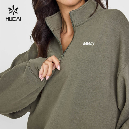 HUCAI Custom Wrap-front Sports Hoodie with Elasticated Waistband China Supplier