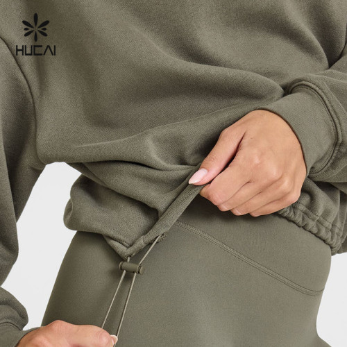 HUCAI Custom Wrap-front Sports Hoodie with Elasticated Waistband China Supplier