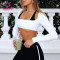 HUCAI Custom 71% Polyester 29% Spandex Square Neck Sexy Yoga Gym Crop Top
