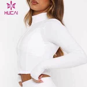 HUCAI Custom Full Zip Crop Top Hoodie Warm Premium Fabric Jackets Manufacturer