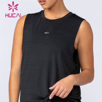 HUCAI Sportswear Manufacturer Custom Women's Polyester Breathable Loose Dry Fitness Tank Top