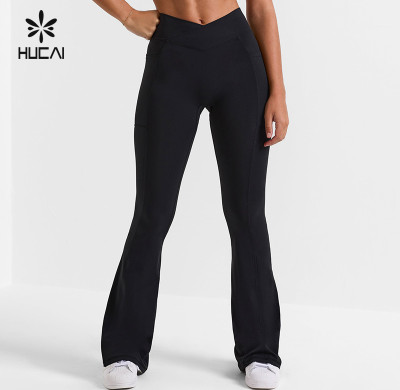 HUCAI Fashionable Soft High-Waist Women Pants China Wide leg Leggings Supplier