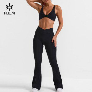 HUCAI Fashionable Soft High-Waist Women Pants China Wide leg Leggings Supplier