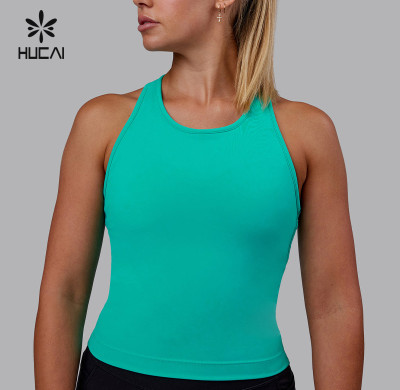HUCAI Custom Women Racer Back Tank Top-China Yoga Vest Factory Manufacturer