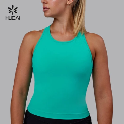 HUCAI Custom Women Racer Back Tank Top-China Yoga Vest Factory Manufacturer