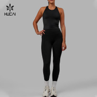 HUCAI Custom Women Racer Back Tank Top-China Yoga Vest Factory Manufacturer