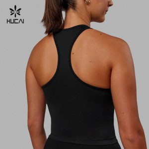 HUCAI Custom Women Racer Back Tank Top-China Yoga Vest Factory Manufacturer