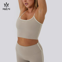 Custom Yoga Tank Top Square Neck Splicing Hit Stripe Adjustable|HUCAI Sportswear Manufacturer