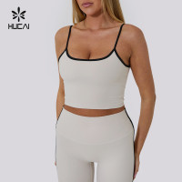Custom Yoga Tank Top Square Neck Splicing Hit Stripe Adjustable|HUCAI Sportswear Manufacturer