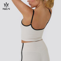 Custom Yoga Tank Top Square Neck Splicing Hit Stripe Adjustable|HUCAI Sportswear Manufacturer
